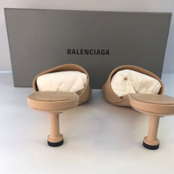 New Authentic BalenciagaBb Logo Plaque Heeled Mules - Picture 4 of 12